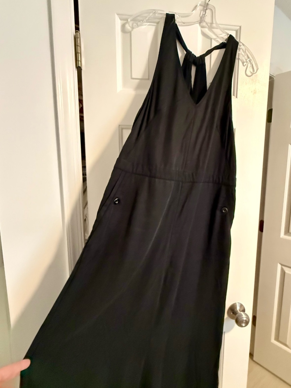 elevenses Black  overalls Maxi Dress with Back Tie Detail